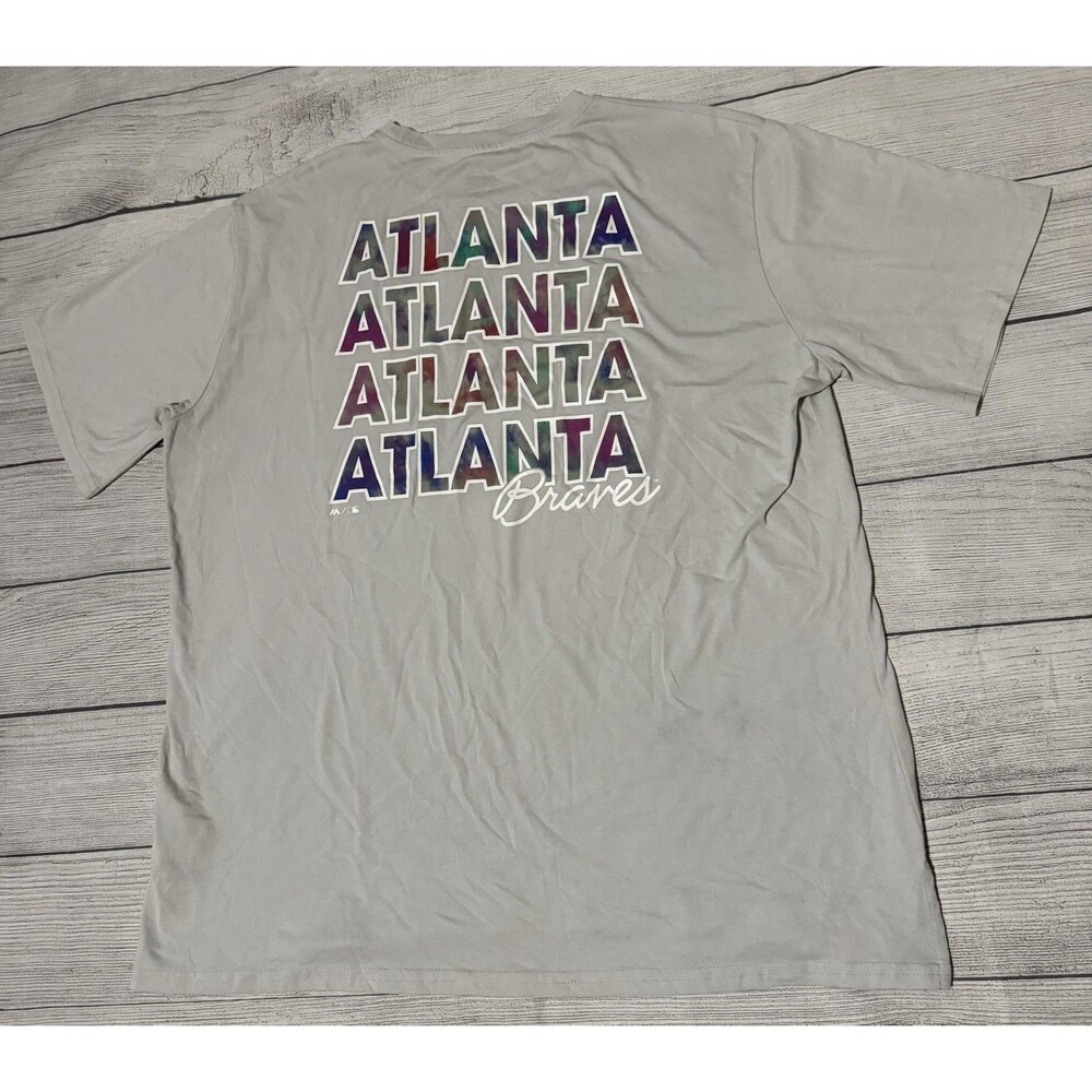 Majestic Atlanta Braves Pocket T Shirt Tie Dye Graphic Size 2XL XXL